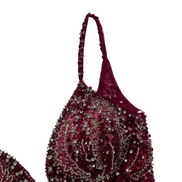 JVN by Jovani Red Beaded Fit & Flare Dress – Size 4 - Picture 3 of 10